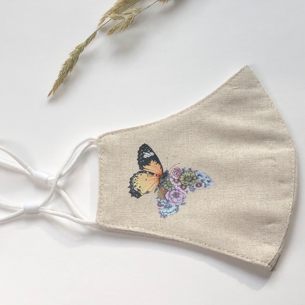 NEW 100% Linen Face Mask With Print